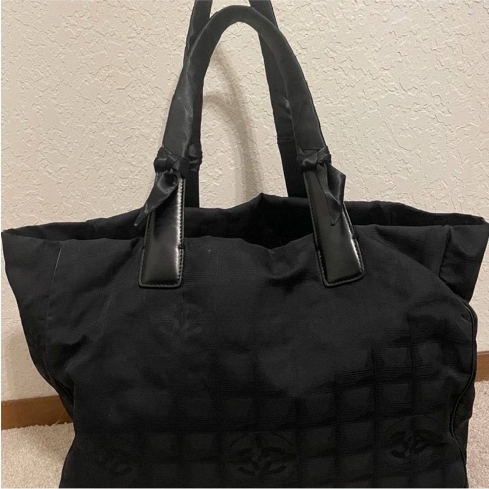 CHANEL Travel Line Tote PM Black Nylon Jacquard CC Logo - Picture 6 of 14